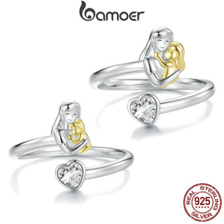 Bamoer 925 純銀戒指母子精美時尚首飾禮物女士