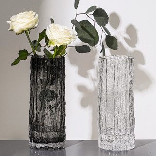 花瓶 ins擺件 網紅極凍冰川花瓶 玻璃透明插花 高級感擺件