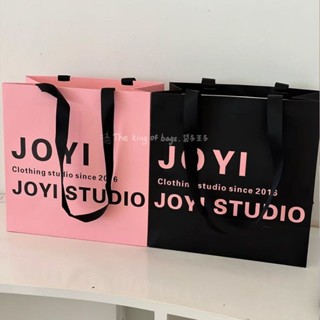 袋子 客製化 定製服裝店簡約紙袋 黑粉色手提袋 印刷logo高檔禮品袋 購物包裝袋子