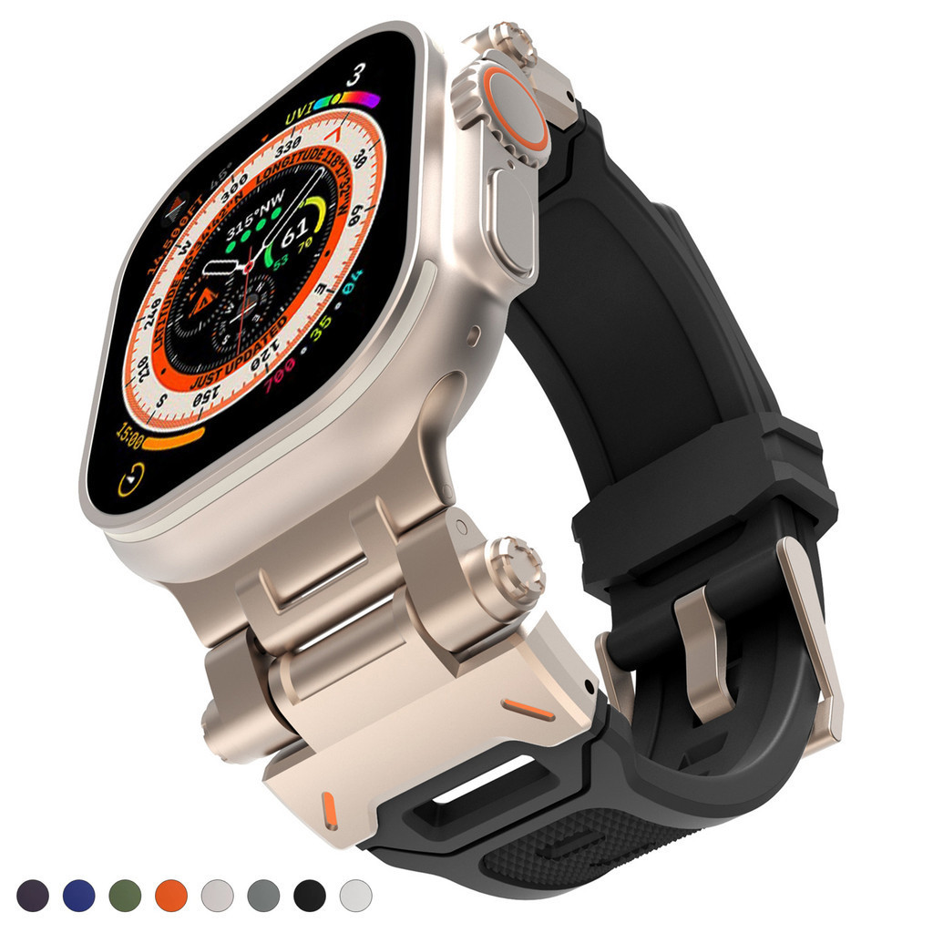 柔軟矽膠錶帶運動橡皮筋男士手鍊兼容 Apple Watch Ultra 2 49 毫米 45 毫米 44 毫米 42 毫