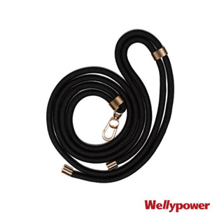 Wellypower手機掛繩附雙色掛片-黑色(金色扣環) PS-BG 【全國電子】