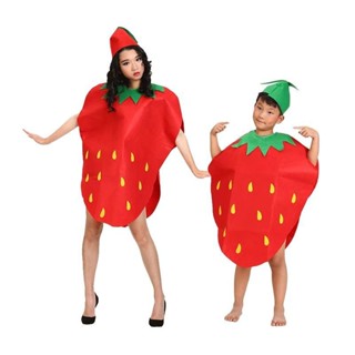 Cos親子派對環保手工草莓服裝水果服裝Fashioncos親子派對環保手工製作草莓服裝水果服裝時裝秀成人兒童零親子6.3
