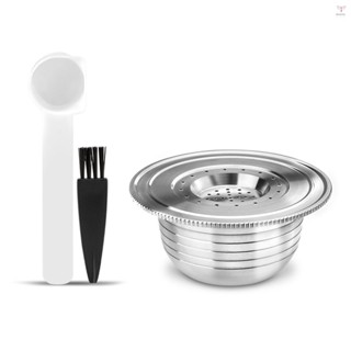 不銹鋼咖啡膠囊可再填充咖啡膠囊,帶勺子刷更換,適用於 Bialetti 機器