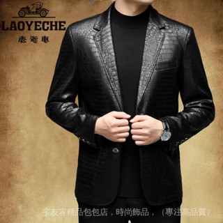 [宇友容工廠直營]老爺車正品皮衣男裝真皮綿羊皮新款中年男士休閒修身西裝西服外套機車服休閒外套短版潮時尚精品羊皮外套，韓版