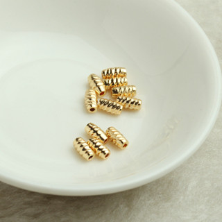 TL-(50pcs)-14K包金切面螺紋3*6mm隔珠diy手工飾品配件金色手鏈串穿珠資料