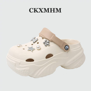 CKXMHM 35-40 女式 5cm 厚底木屐透氣穿孔涼鞋防滑休閒夏季鞋帶可調節肩帶(多色)