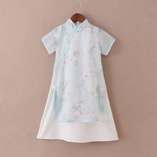 日單古裝 古裝漢服 古風漢服女童旗袍洋裝2025新款兒童裝改良新中式古箏表演服夏季
