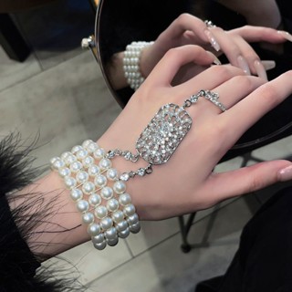 熱賣♥手臂手環♥ 蓋茨比同款手鍊女2022年新款輕奢小眾精緻珍珠手飾高級感戒指一件式