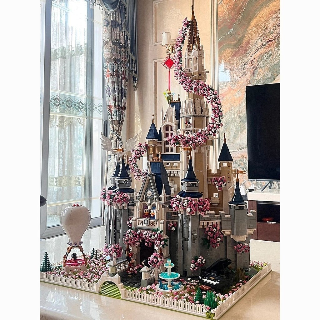 公主城堡櫻花女孩兼容樂高難度拼裝積木玩具微顆粒生日禮物