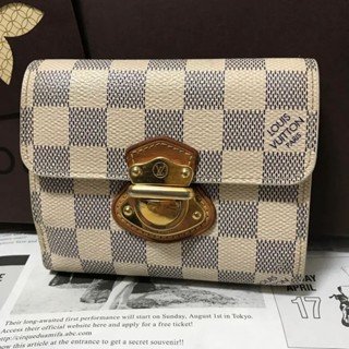 LOUIS VUITTON 路易威登 錢包 三折皮夾 格紋Damier Azur 日本直送 二手