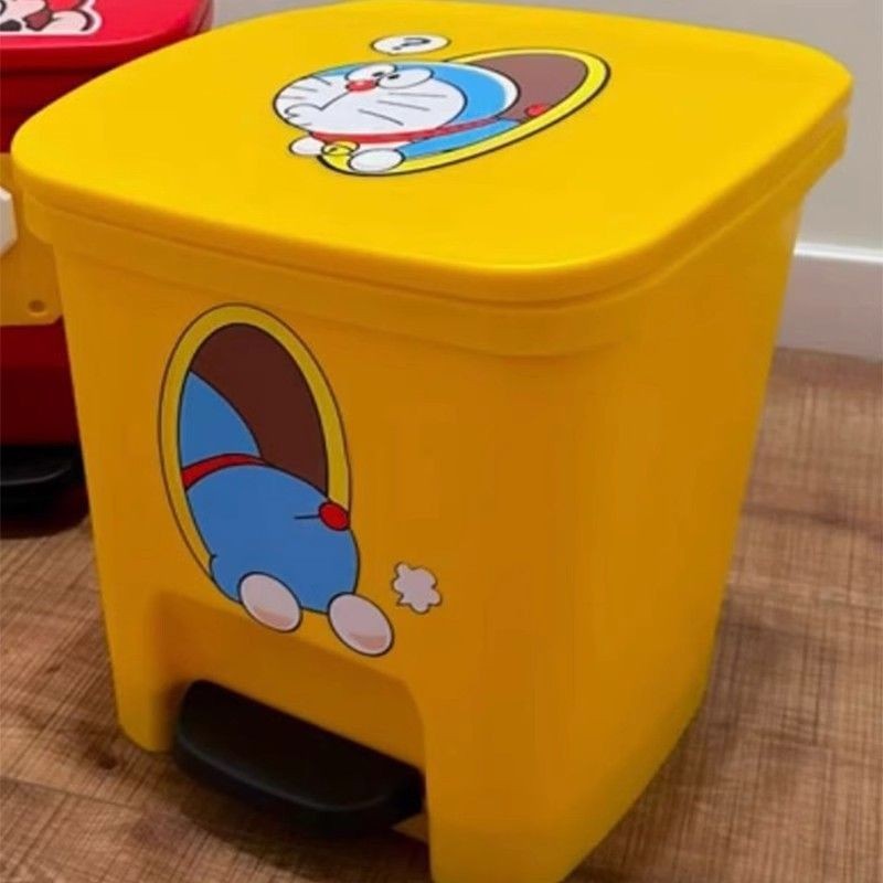 【熱銷】哆啦A夢馬里奧垃圾桶家用腳踏可愛卡通動漫大號大容量客廳高顏值