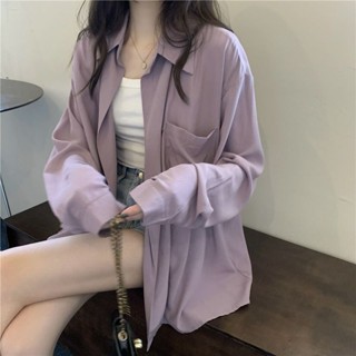 《現貨下單》紫色防晒衣襯衫外套女2024新款夏季薄款雪紡上衣小個子空調衫襯衫