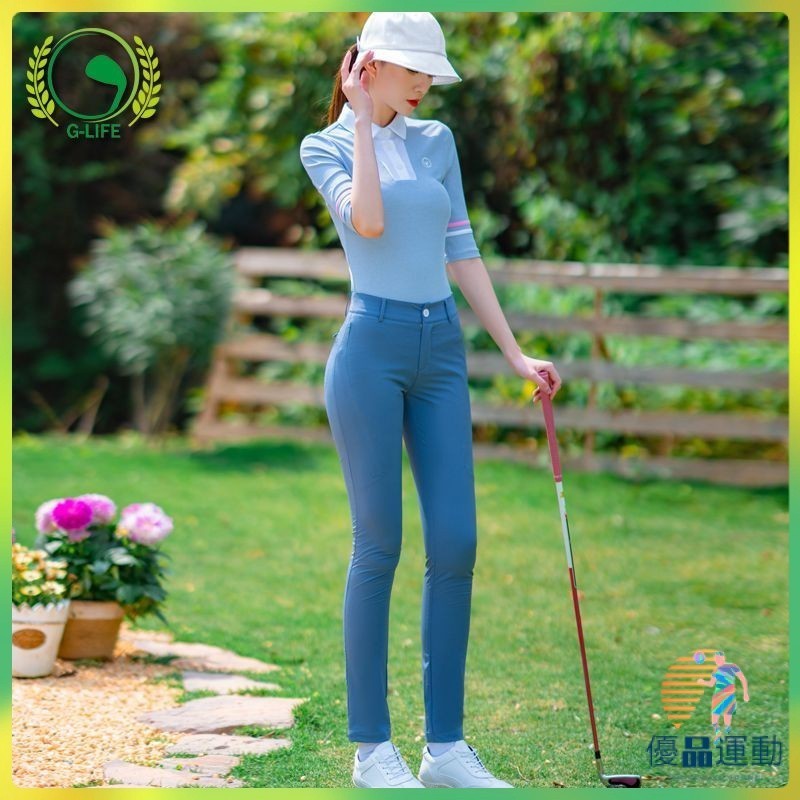 【精選品質 當天出貨】高爾夫褲 高爾夫球褲女 高爾夫服裝女夏季新款顯高高級運動女裝收腰球服個性遮肉緊身長褲
