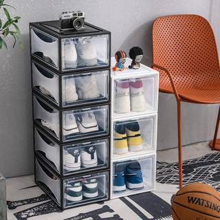 加厚塑膠鞋盒 透明翻蓋式磁力開口鞋盒 可自由疊加防塵鞋子收納盒