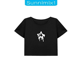 [Sunnimix1] 女士寬鬆夏季時尚圓領 T 恤,適合購物旅行女性