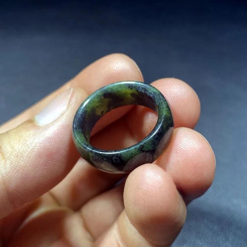 藏玉藥王戒圈指環男女戒指墨綠玉戒指磁性指環