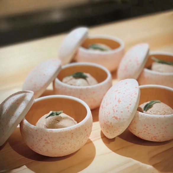 日本懷石料理陶瓷餐具珍味盅甜品冰激凌球碗魚子醬盅小吃碟前菜盤