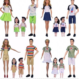 🍒30公分芭比娃娃衣服女孩洋娃娃玩具一家四口換裝娃衣休閒時裝親子情侶裝兒童女孩玩具禮物