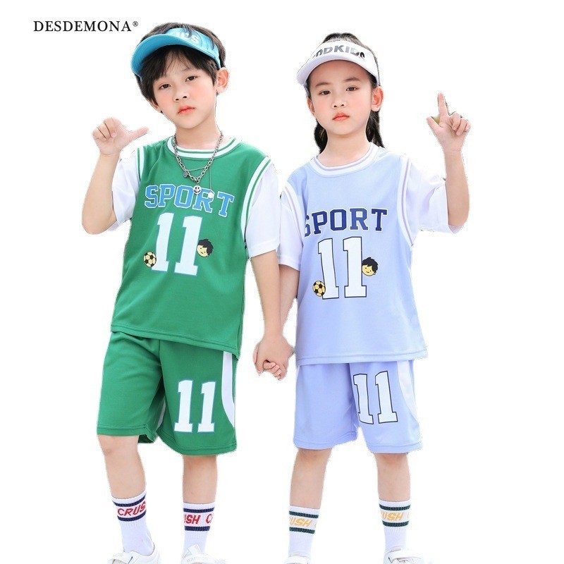 速乾運動男童套裝夏裝兒童 新款女童短袖運動籃球服夏季童裝潮