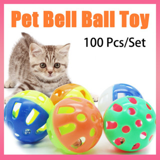 [Henardo] 100 件/套寵物貓玩具塑料圓形追逐撥浪鼓帶鈴鐺小貓