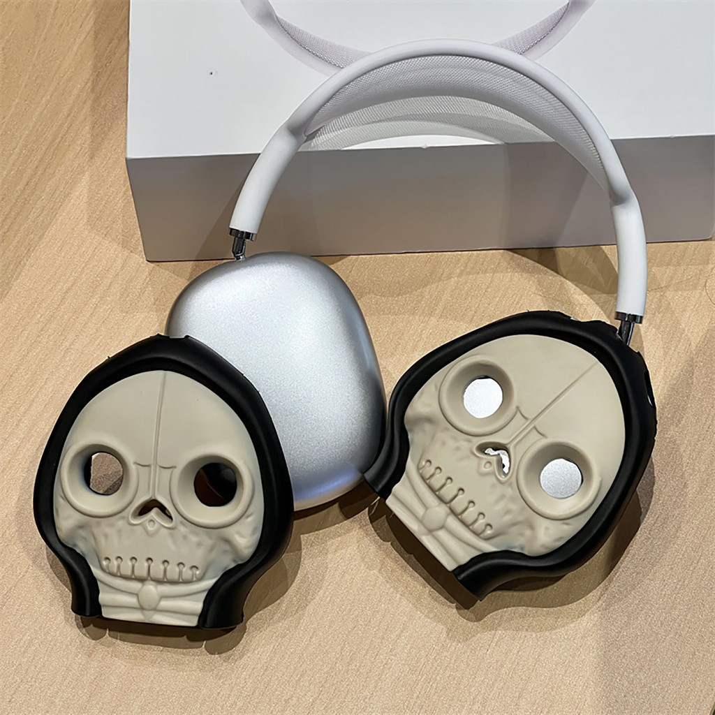 適用於蘋果 airpods max保護套 AirPods Max頭戴式外殼耳機保護殼 趣味惡搞骷髏頭像矽膠軟殼