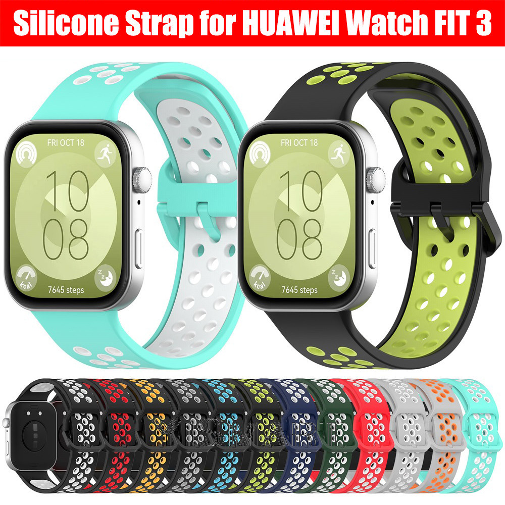 Huawei Watch FIT 3 矽膠錶帶手鍊兩色替換運動錶帶適用於華為 Watch Fit3 錶帶配件的兩色替換運