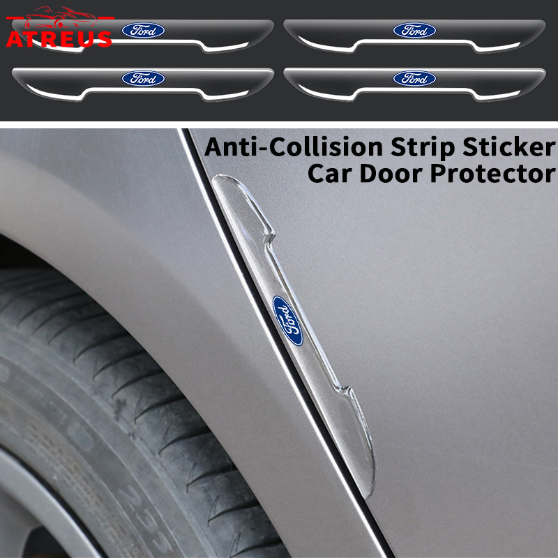 4 件裝福特透明車門防撞條護板車門把手後視鏡保護器防刮貼紙適用於福特 Fiesta Ranger Ecosport Fo