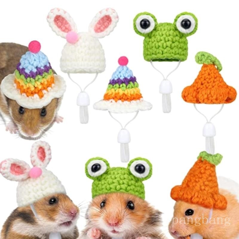 Bang 可愛的倉鼠兔子帽子柔軟可調節頭飾頭飾兔子耳朵帽子節日裝飾手工編織帽