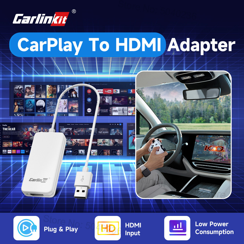 Hd2cp CarlinKit CarPlay 轉 HDMI 適配器高清視頻輸出電視轉換器適用於電視棒遊戲機電視盒電腦鏡