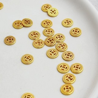 🚀臺灣出貨🚀 熱銷 18k包金保色銅錢幣8mm平片隔片手鍊項鍊編繩diy飾品耳飾配件10個