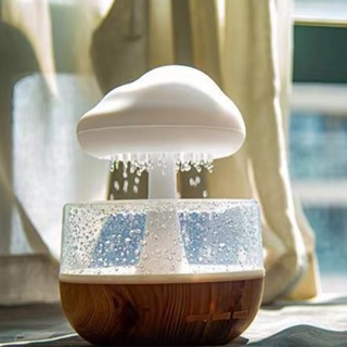 新款 創意 雨滴加濕器 香薰機 雲雨 蘑菇燈 七彩 雲朵 精油加濕器 漸變 氛圍燈