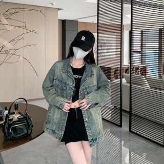 【HOT 本舖】 實拍~甜酷水洗做舊牛仔外套女春季寬鬆oversize夾克牛仔上衣