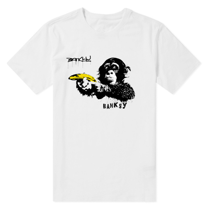 美式街頭塗鴉藝術家 班克西 Banksy 聯名香蕉猴子短袖純棉T恤夏季