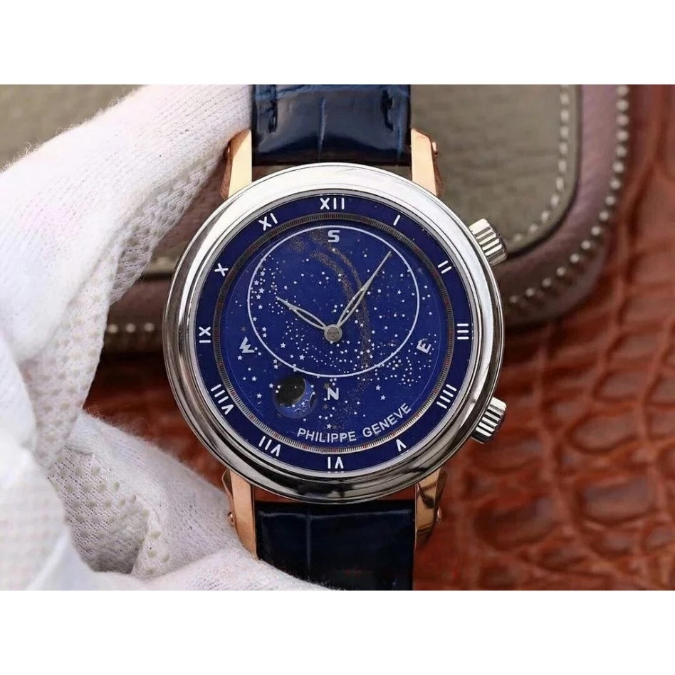 PATEK PHILIPPE Pp 百達翡麗超複合計時時鐘系列 5102 藍盤 pr 男士自動手錶膜發貨前