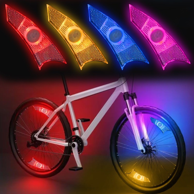 防水自行車輪燈 - 4 色自行車輻條燈 - 夜間騎行自行車輪胎燈 - 自行車裝飾配件 - LED 安全警示燈