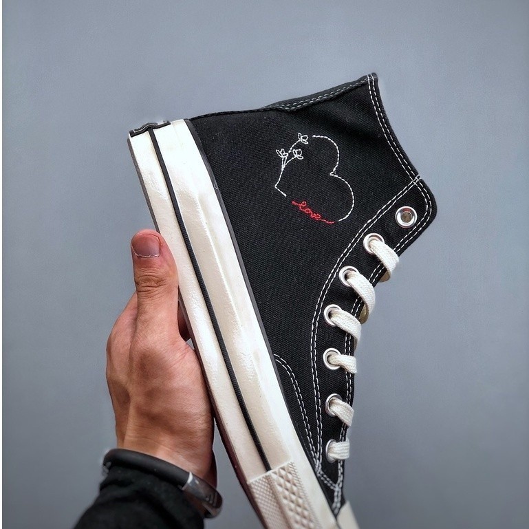 匡威 Converse Chuck Taylor All Star 1970 時代黑色字母印花2022情人節愛心約會帆布