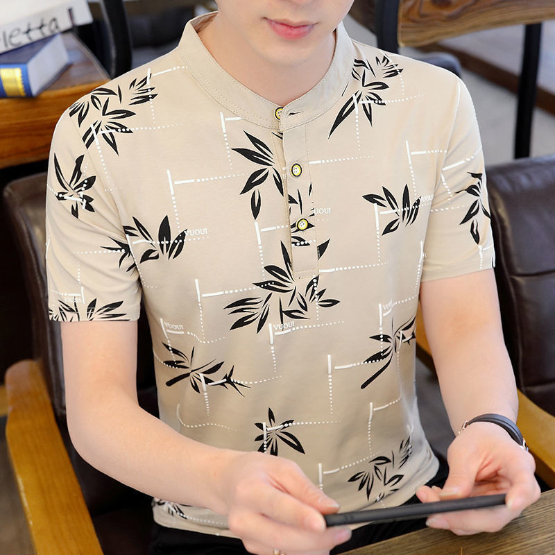 高品質 夏季 純棉 短袖 POLO衫 男士 短袖 T恤 立領 潮流 韓版 大碼 男裝 體恤