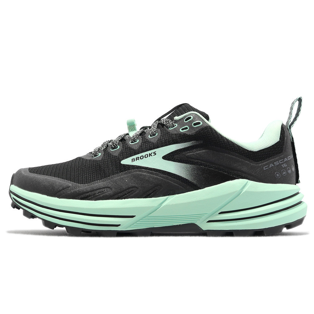 Brooks 越野跑鞋 Cascadia 16 D 寬楦 黑 綠 戶外 女鞋 運動鞋 【ACS】 1203631D049