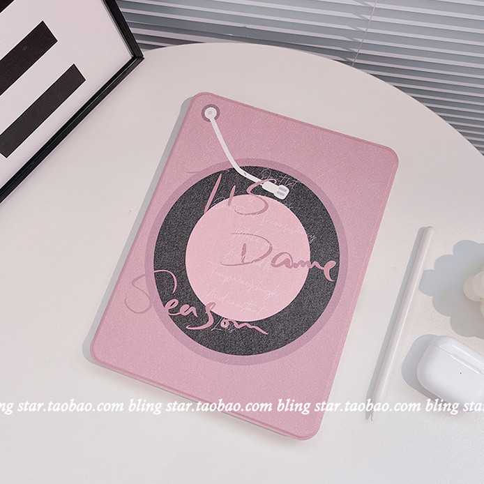 A粉色復古黑膠唱片 iPad保護套 平板防摔殼 適用iPad 10代 Pro11 5/6代 10.2 Air5 mini