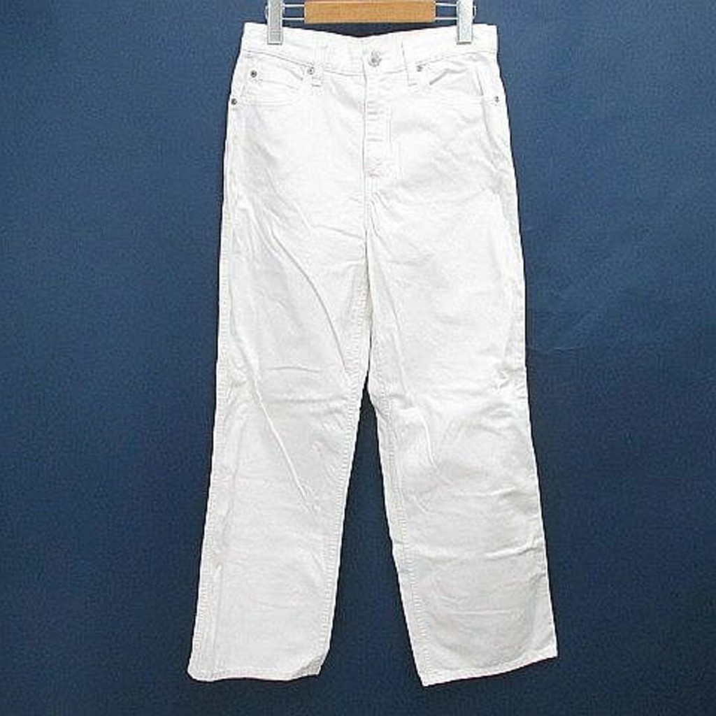 KURO FRAY 5牛仔褲 長褲二十五 丹寧 長版 寬 白色 日本直送 二手