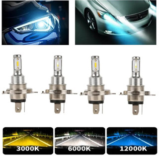 4 件裝 H4 LED 大燈燈泡遠近光燈 6000K 超白燈汽車霧燈自動 DRL Csp 晶片 12V 24V 80W