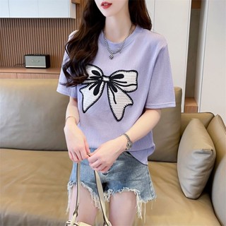 衣時尚上衣 短袖T卹 學院風印花上衣 M-2XL 新款設計感繡花減齡甜美百搭上衣打底口袋ins-1414.