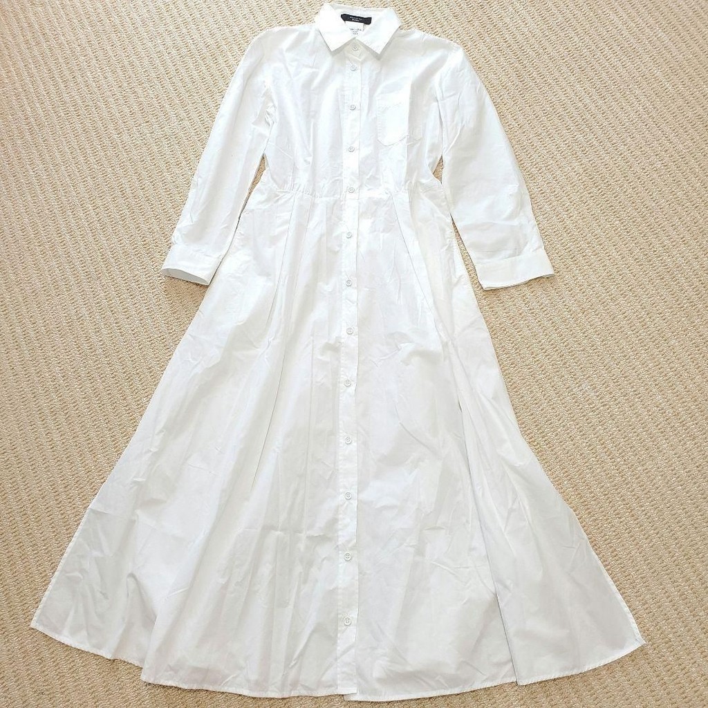 二手 - 義大利 Maxmara 白色襯衫連衣裙 38