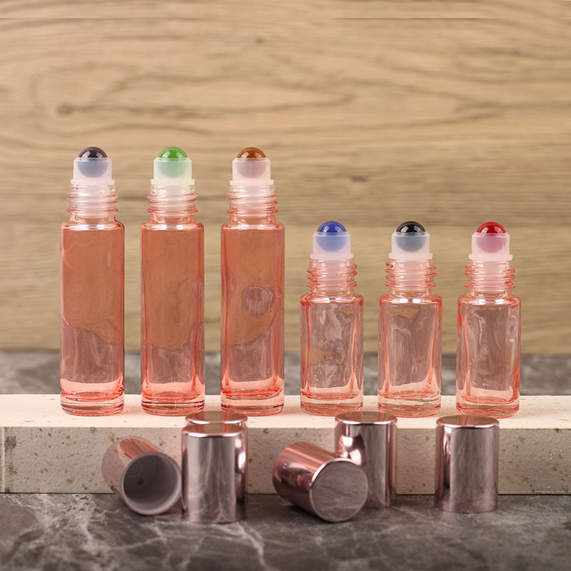 6支裝 5ml滾珠瓶粉色透明精油瓶10ml彩色走珠瓶香水分裝瓶玻璃瓶