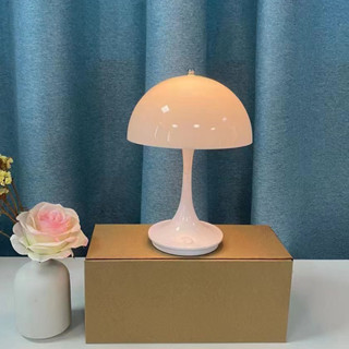 檯燈五金現代簡約小夜燈觸摸蘑菇臥室充電床頭創意LED氛圍燈