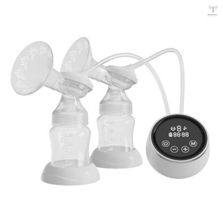 雙電動吸奶器免提吸奶器,用於母乳喂養 3 種模式和 6 或 9 級可調低噪音防回流內置電池,帶 2 個 150 毫升奶瓶