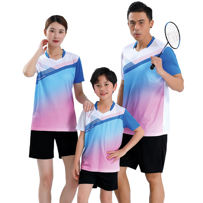 速乾羽毛球服套裝女男款小學生乒乓球服短袖網球衣兒童運動服訂製