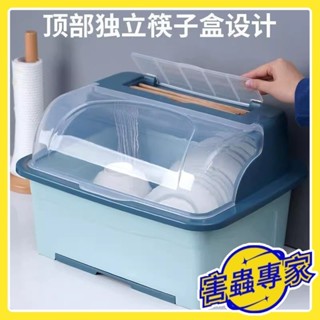 臺灣熱銷🔥家用裝 碗筷收納盒 廚房 帶蓋 嬰兒碗筷收納盒 塑膠碗櫃 碗箱 碗架 筷子收納 可瀝水 大號 YJ202