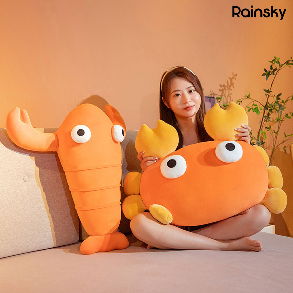 [寶貝玩具]萌趣Q版龍蝦螃蟹抱枕 可愛兒童卡通玩偶 女生生日禮物睡覺抱枕