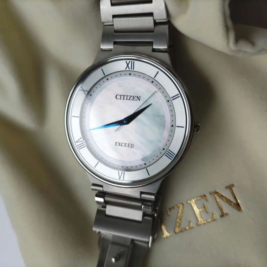 CITIZEN 手錶 exceed Eco-Drive 貝殼 太陽能 鈦 字盤 日本直送 二手